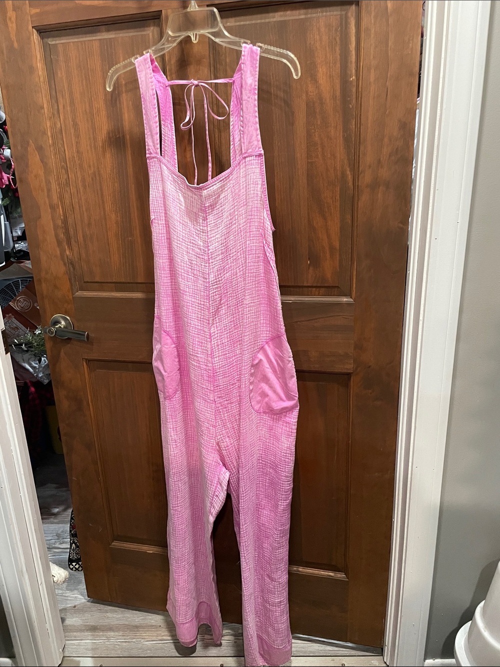 NaNa Pink Tie-Back Cotton Romper Jumpsuit NWOT